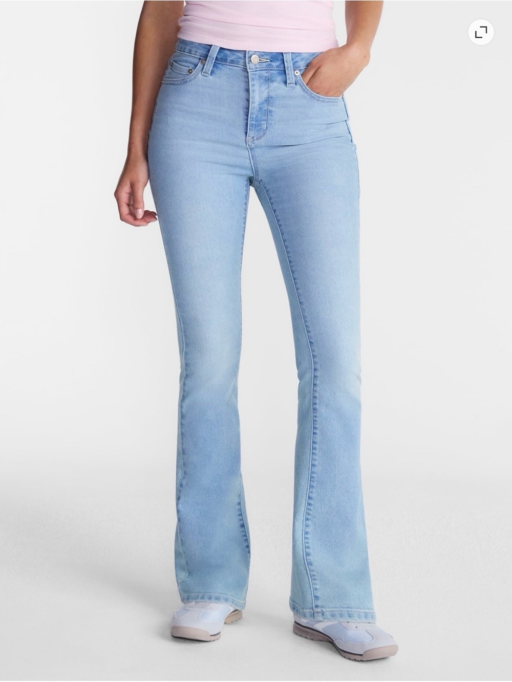 Mid-Rise Light Blue Flare Jeans - Women